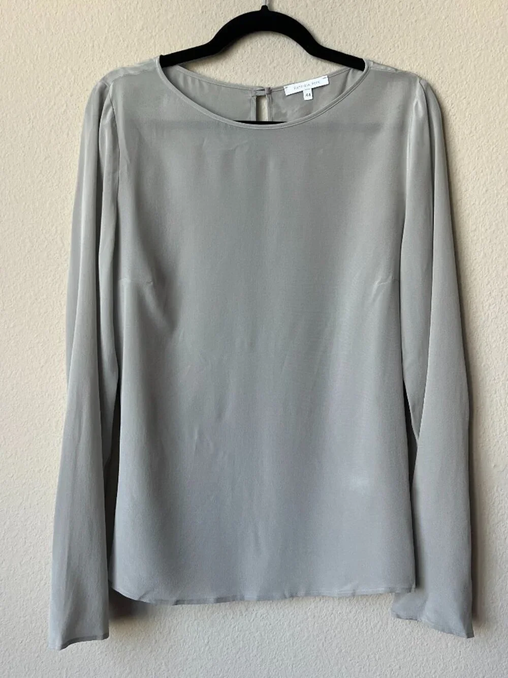 Patrizia Pepe Silk Light Grey Long Sleeve Blouse Size IT 44